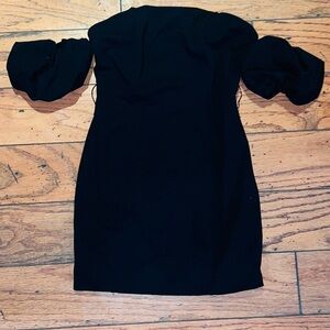 Fashion Nova Black Off-Shoulder Bishop Sleeve Dress